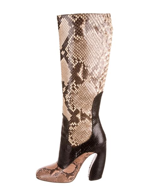 prada boots black and white|Prada snakeskin boots.